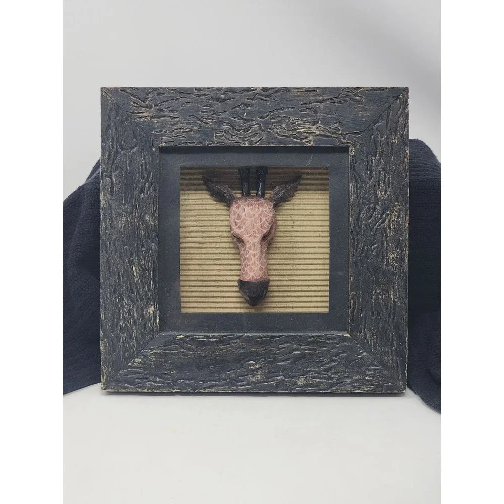 Four African Tribal Jungle Zebra Lion Cheetah Giraffe 3D Box Wall Decor Pictures